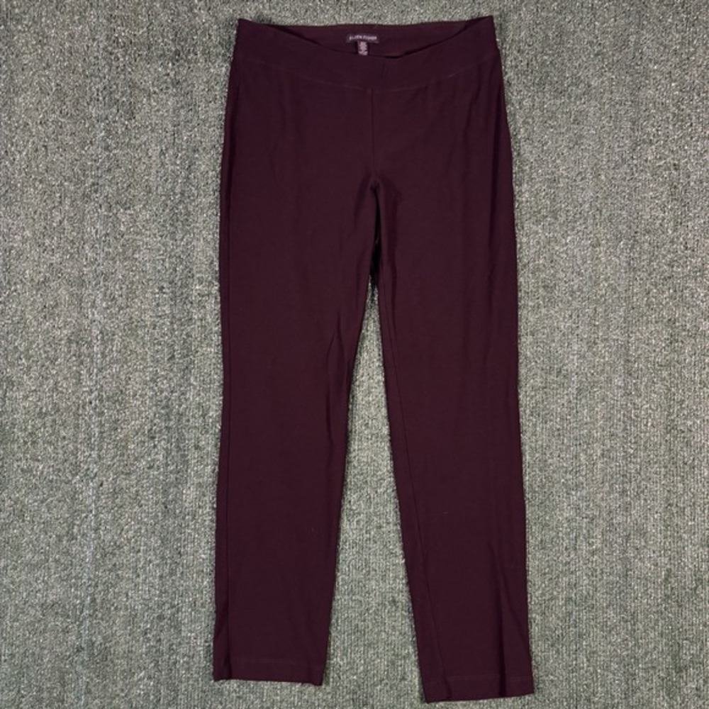 Eileen Fisher Leggings Womens XS Burgundy Plum‎ Excellent Stretch Crepe Slim Fit